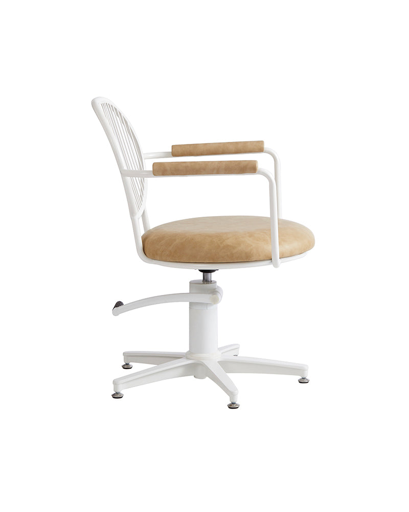 Serena - White and Cognac-colored hairdressing chair - White cross base